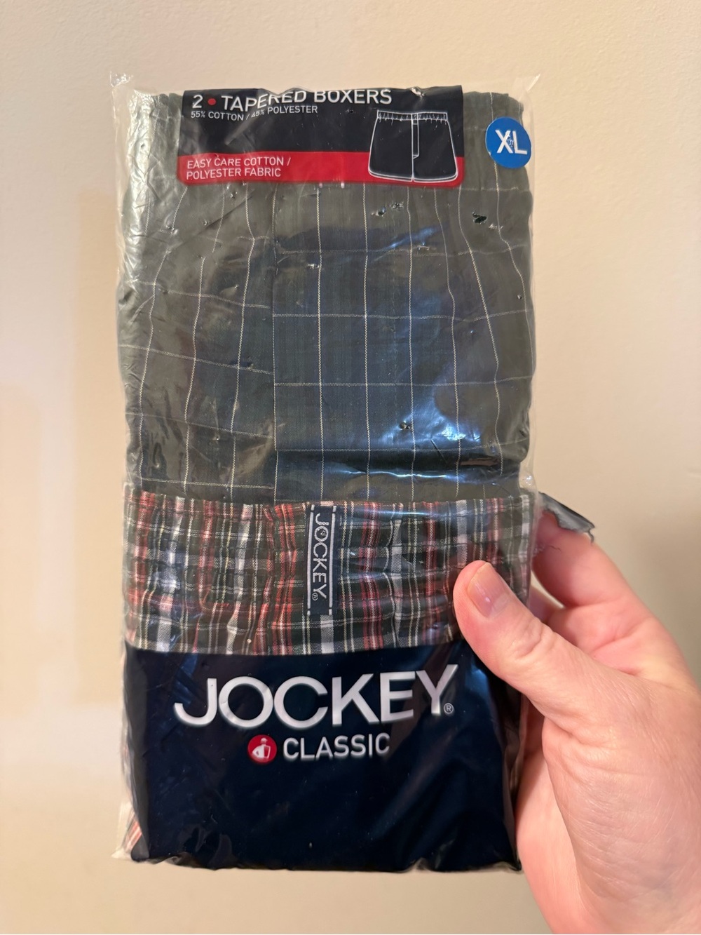 Jockey Classics Tapered Boxers PLAID Cotton Blend Polyester 2 Pair XL From 2004